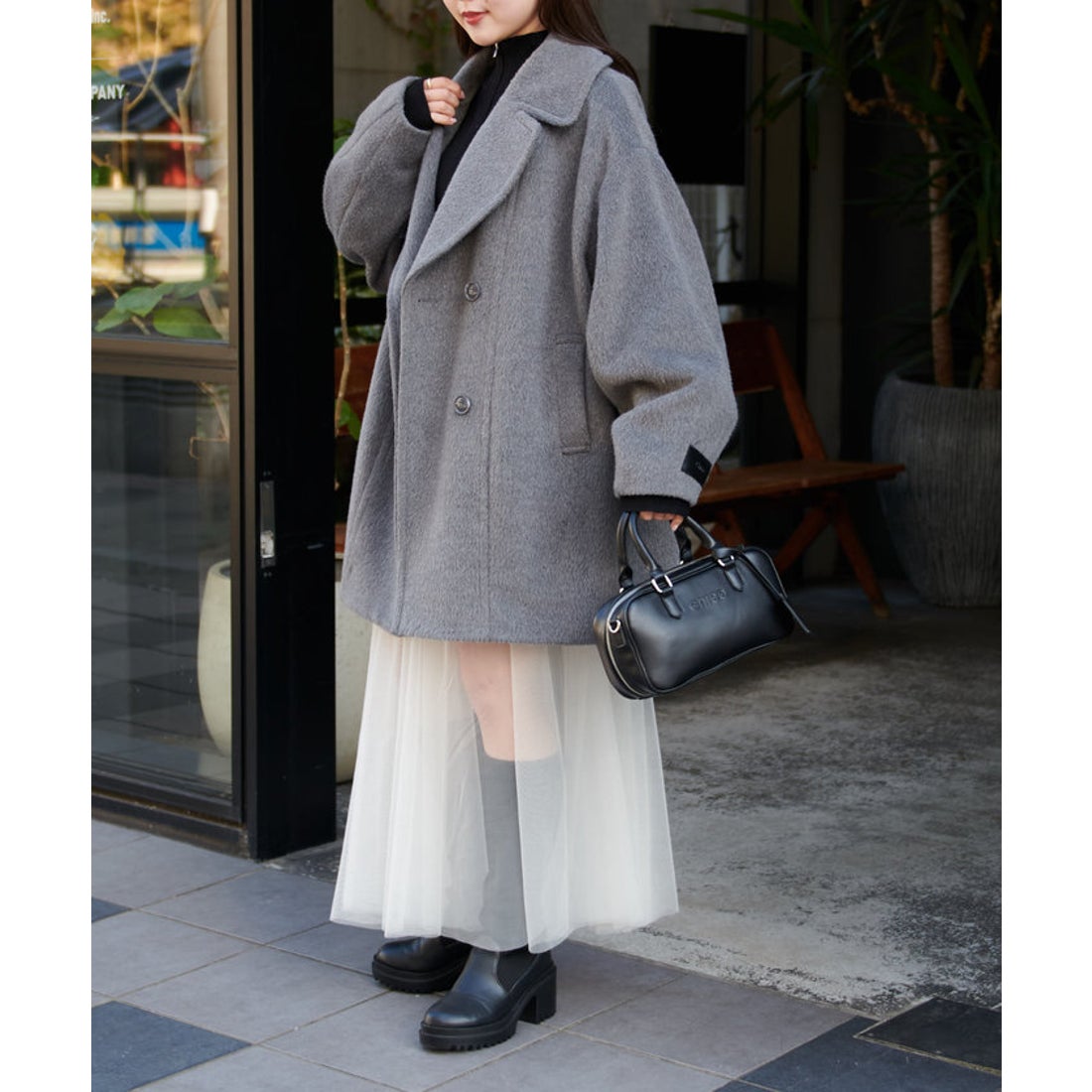 パル PAL 【Chico】シャギーダブルミドル丈コート （gray