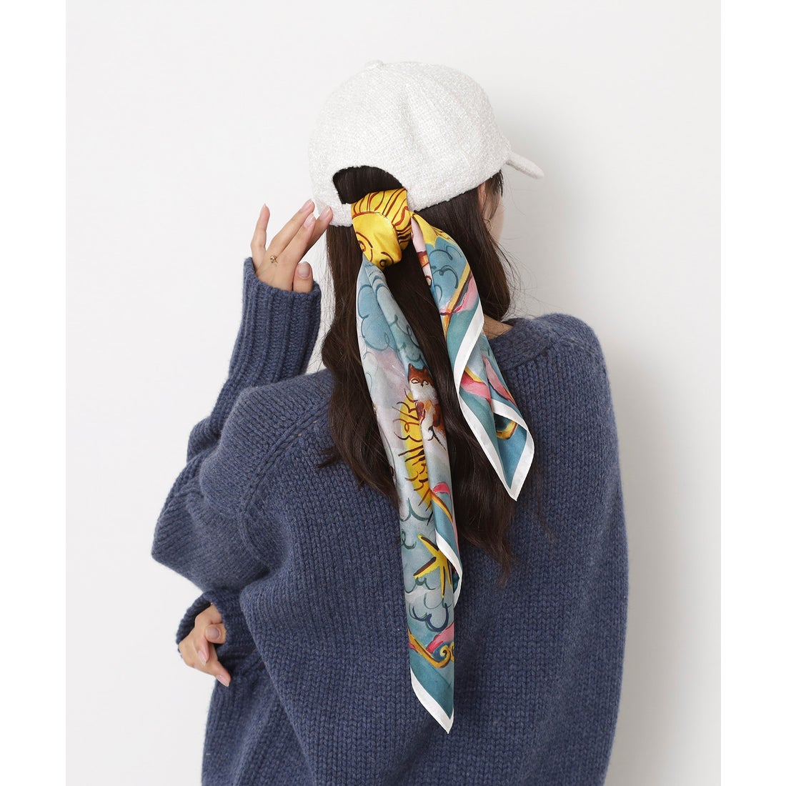 ポールアンドジョー PAUL&JOE 【洗える】シルクスカーフ 65×65cm 猫柄