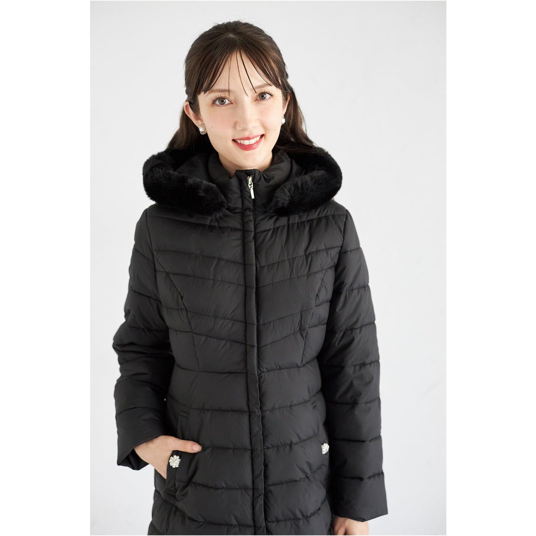 トッコクローゼット tocco closet 取り外し可能なファー付きマイクロ