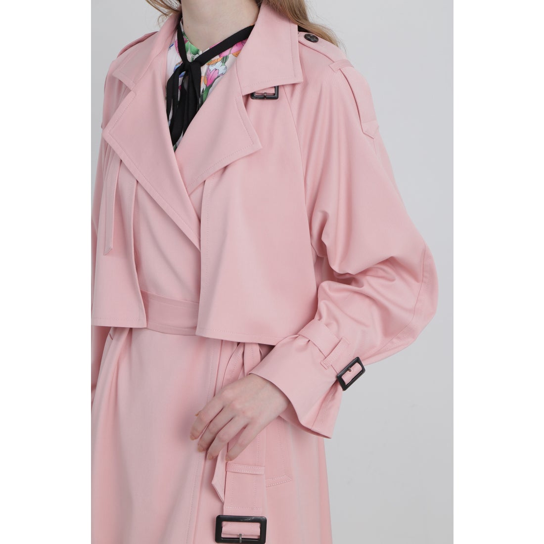 PINKY & DIANNE ◇スタンドカラートレンチコート コーラルピンク