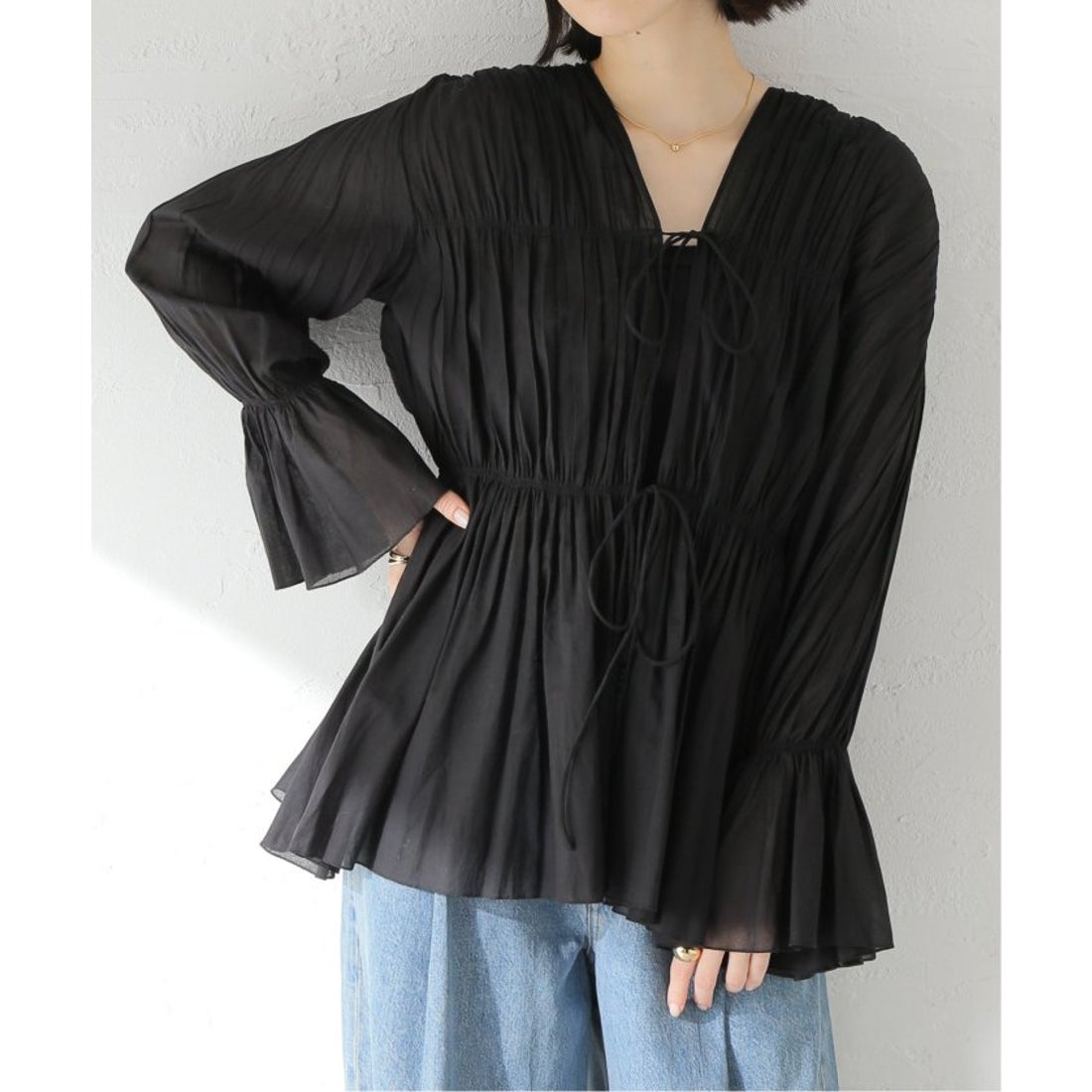 プラージュ Plage COTTON SHIRRING ブラウス （ブラック