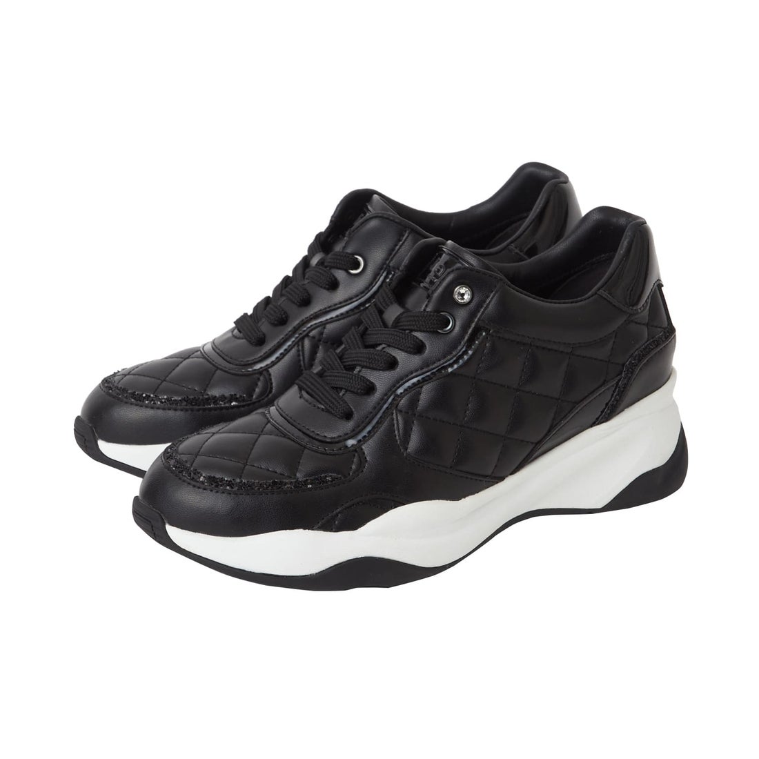 プラスダイアナ ＋diana キルティングスニーカー （黒人工スムース