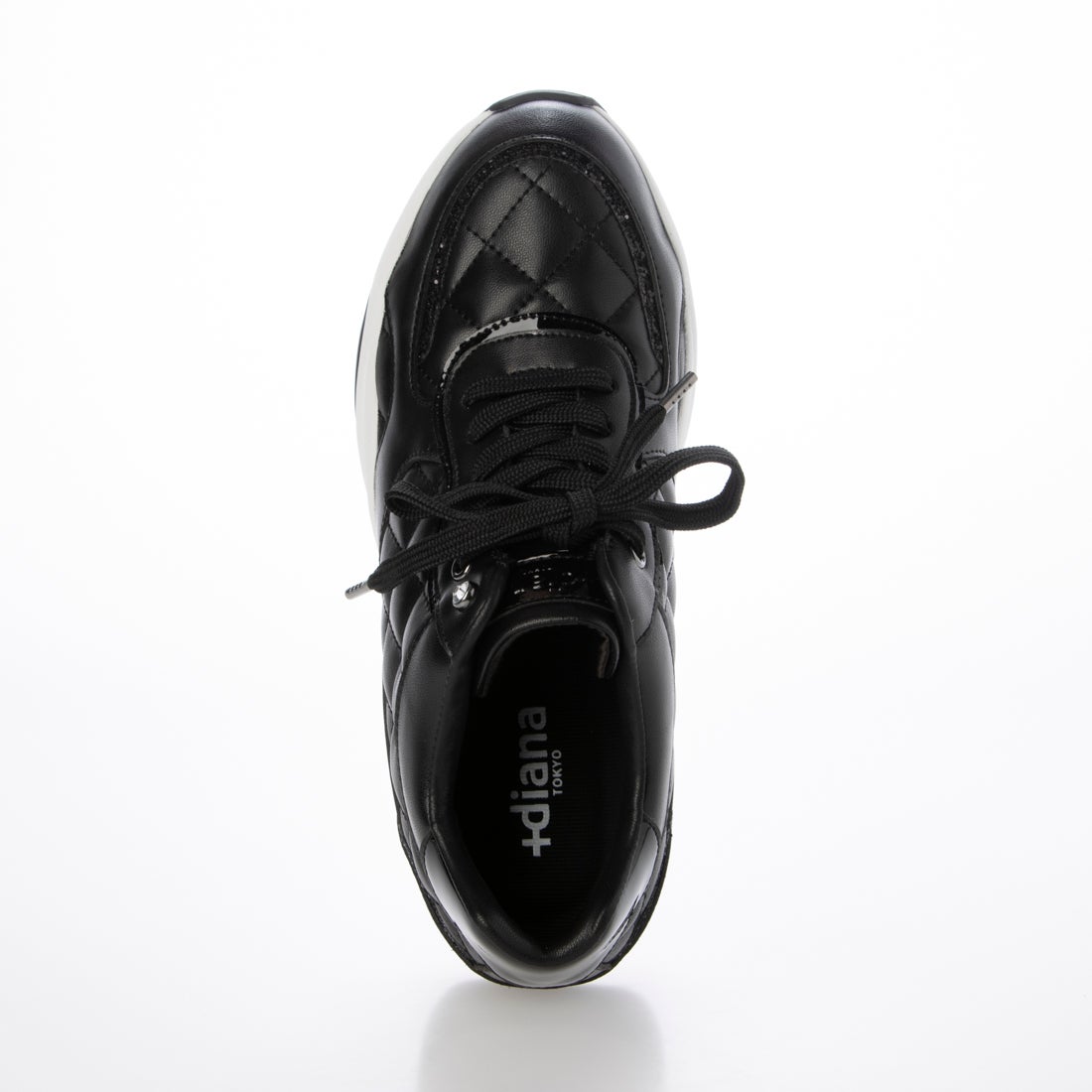 プラスダイアナ ＋diana キルティングスニーカー （黒人工スムース