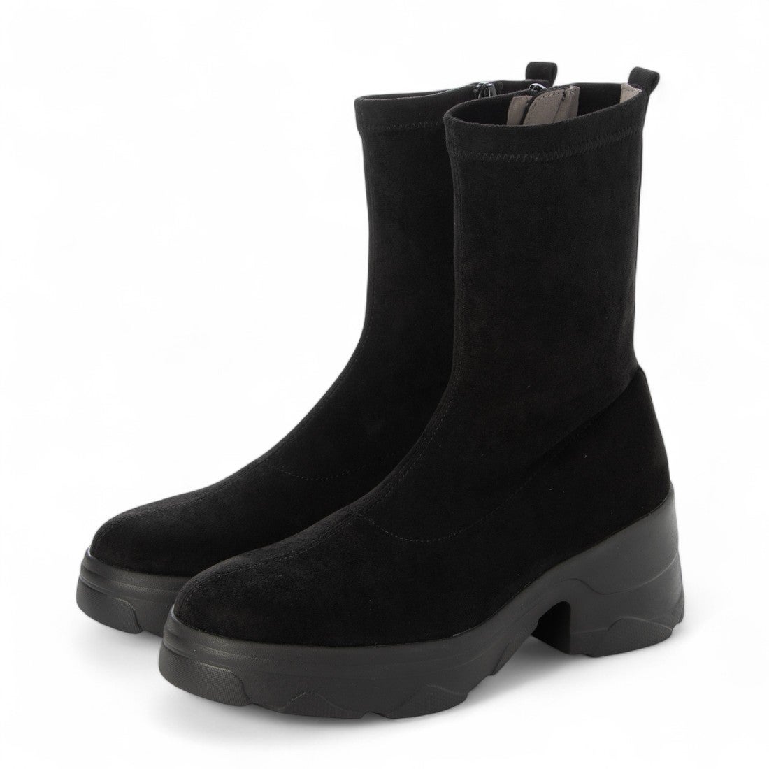 プラスダイアナ ＋diana 【軽量】厚底ストレッチショートブーツ （黒