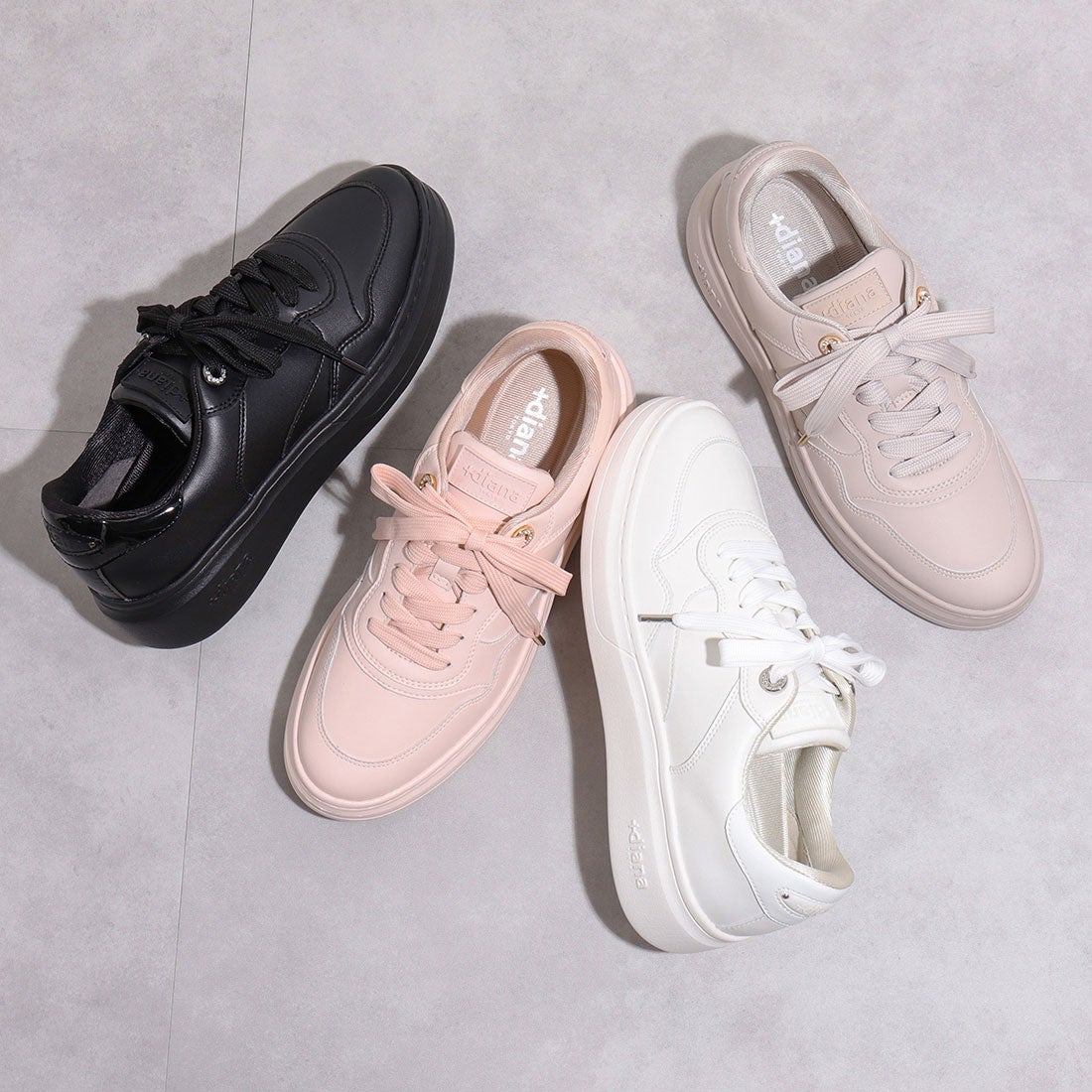 プラスダイアナ ＋diana 【軽量】サステナブルスニーカー （黒人工