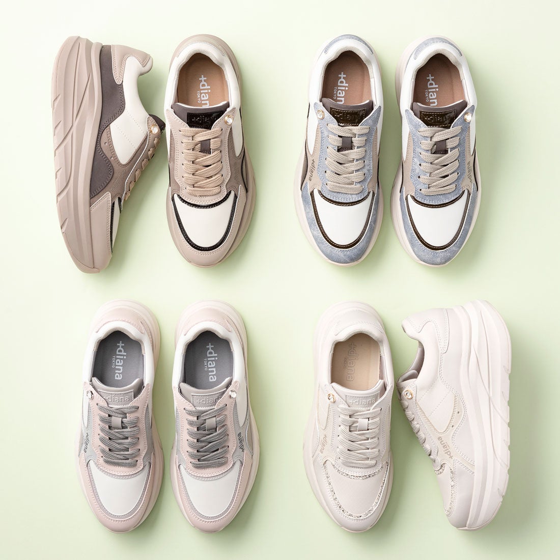 プラスダイアナ ＋diana 【軽量】厚底ダッドスニーカー （ダーク