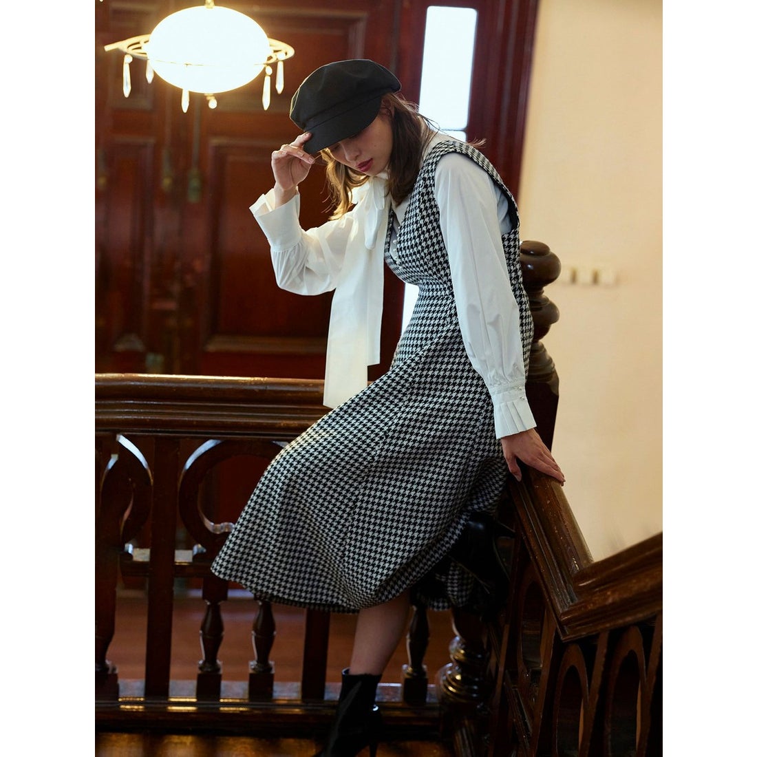 クイーンズコート QUEENS COURT 【大きいサイズ】パール千鳥柄