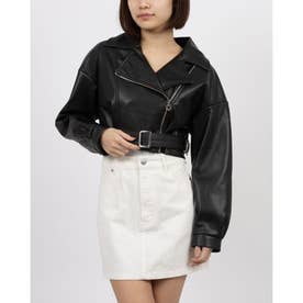 MOUSSY moussy LEATHERライダースジャケット ブラック -アウトレット