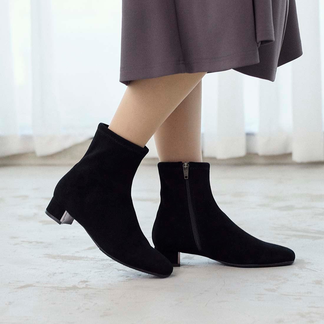 リズ ラフィーネ Riz raffinee ストレッチショートブーツ （ブラック