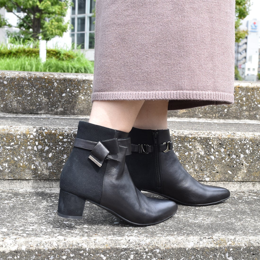 リズ ラフィーネ Riz raffinee 取り外しリボンショートブーツ