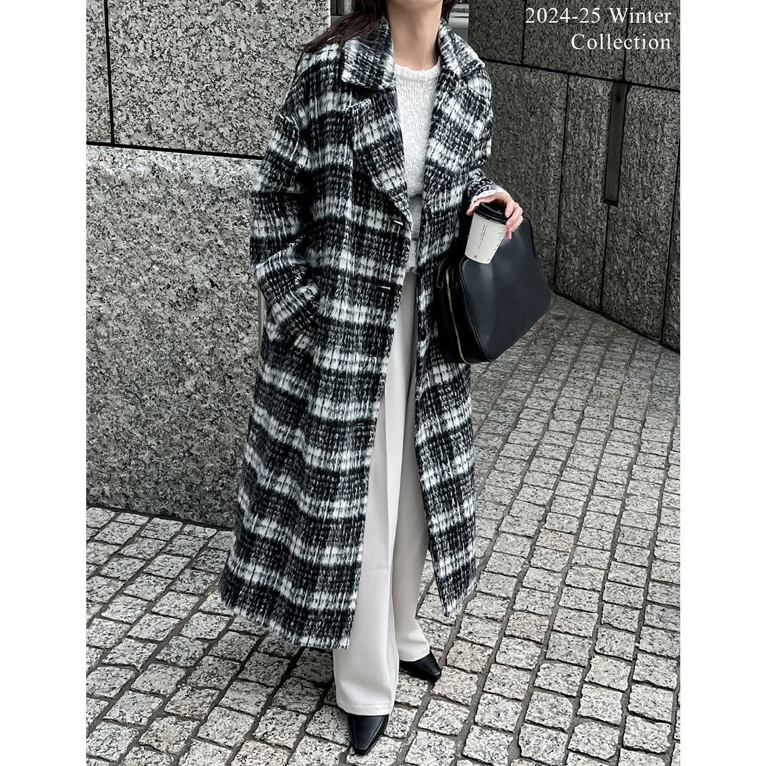 Re:EDIT [2024-25 WINTER COLLECTION]起毛チェック柄ロングチェスター
