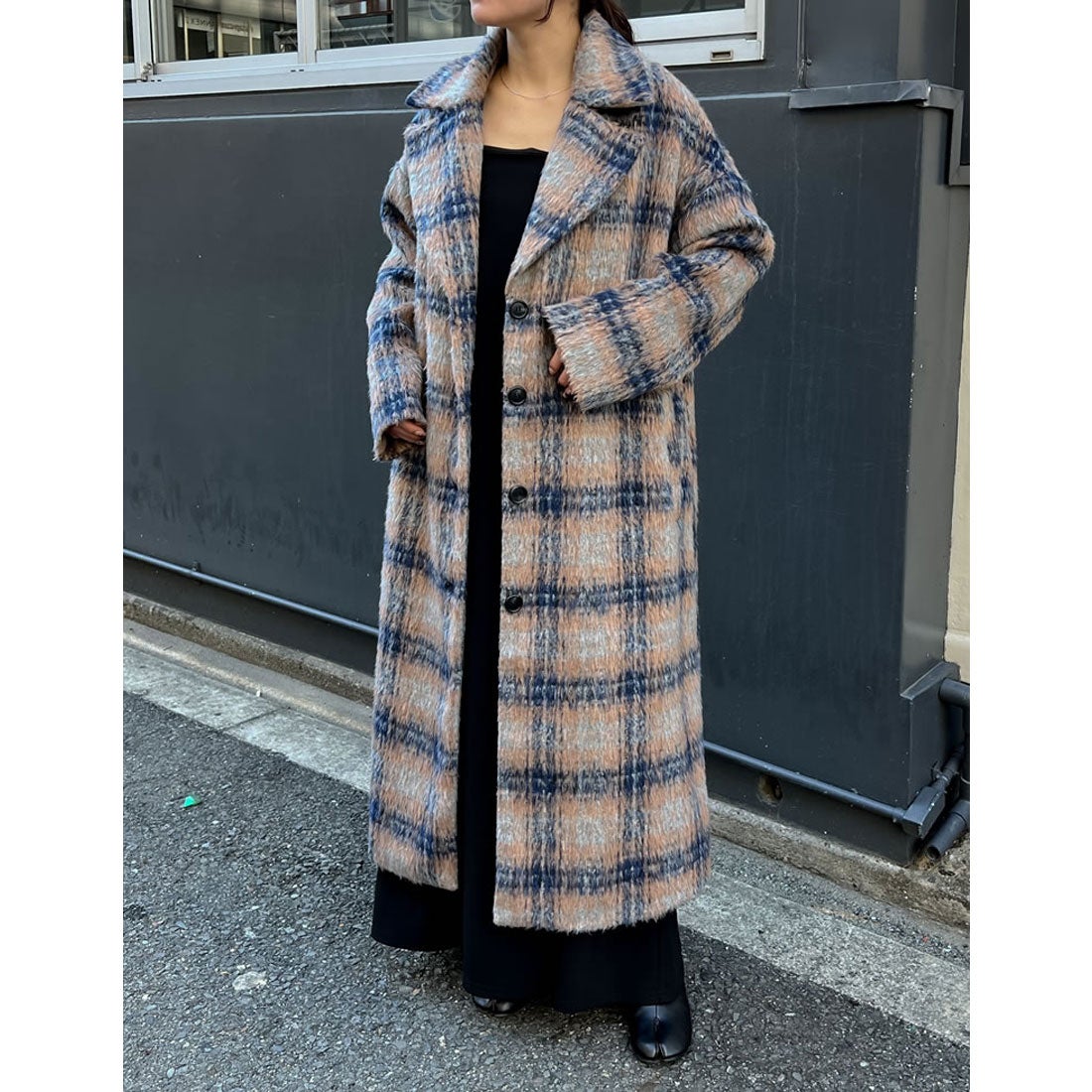 Re:EDIT [2024-25 WINTER COLLECTION]起毛チェック柄ロングチェスター