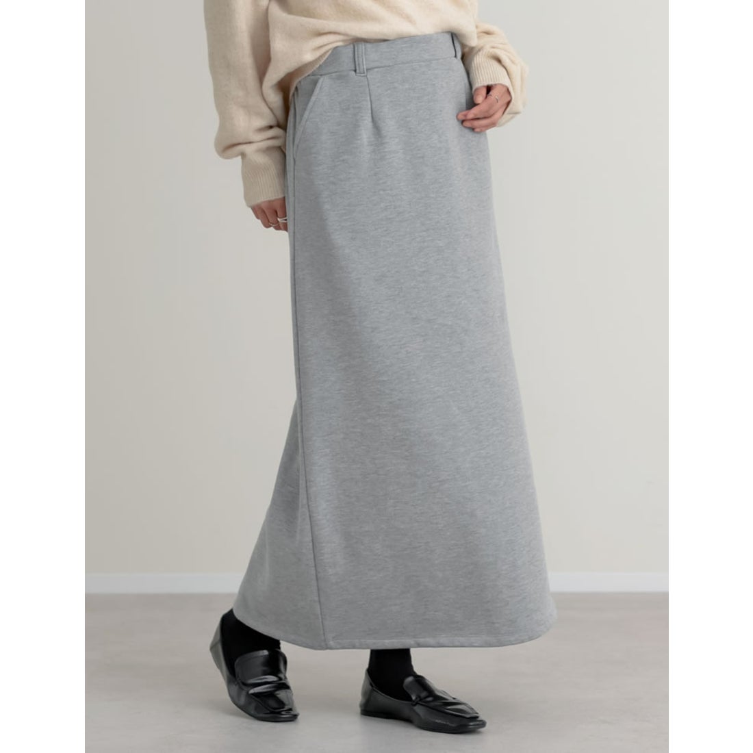 リエディ Re:EDIT 裏起毛ベルトループ付きタイトスカート （杢グレー