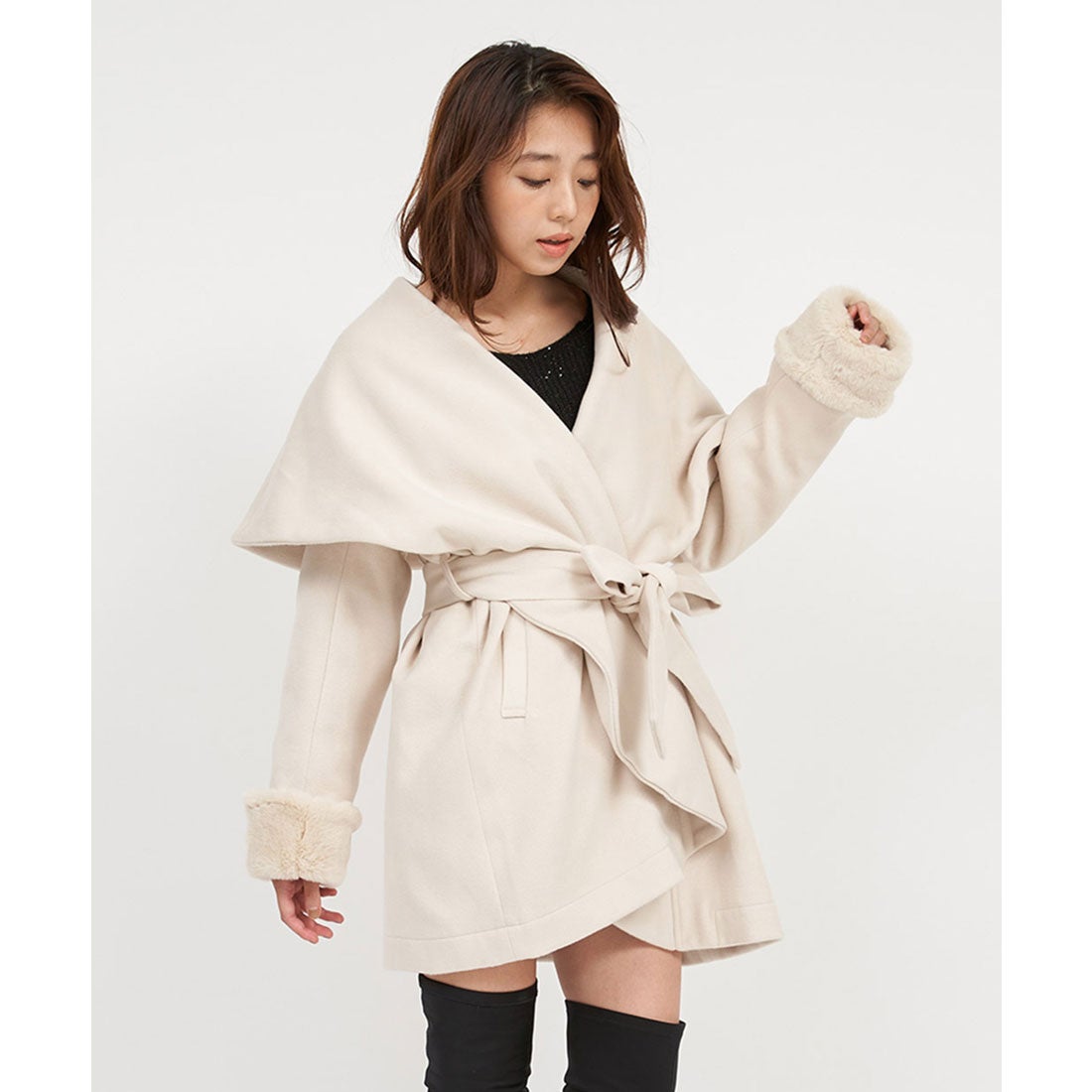 ロイヤルパーティー ROYAL PARTY ファー付BIGカラーミドルコート