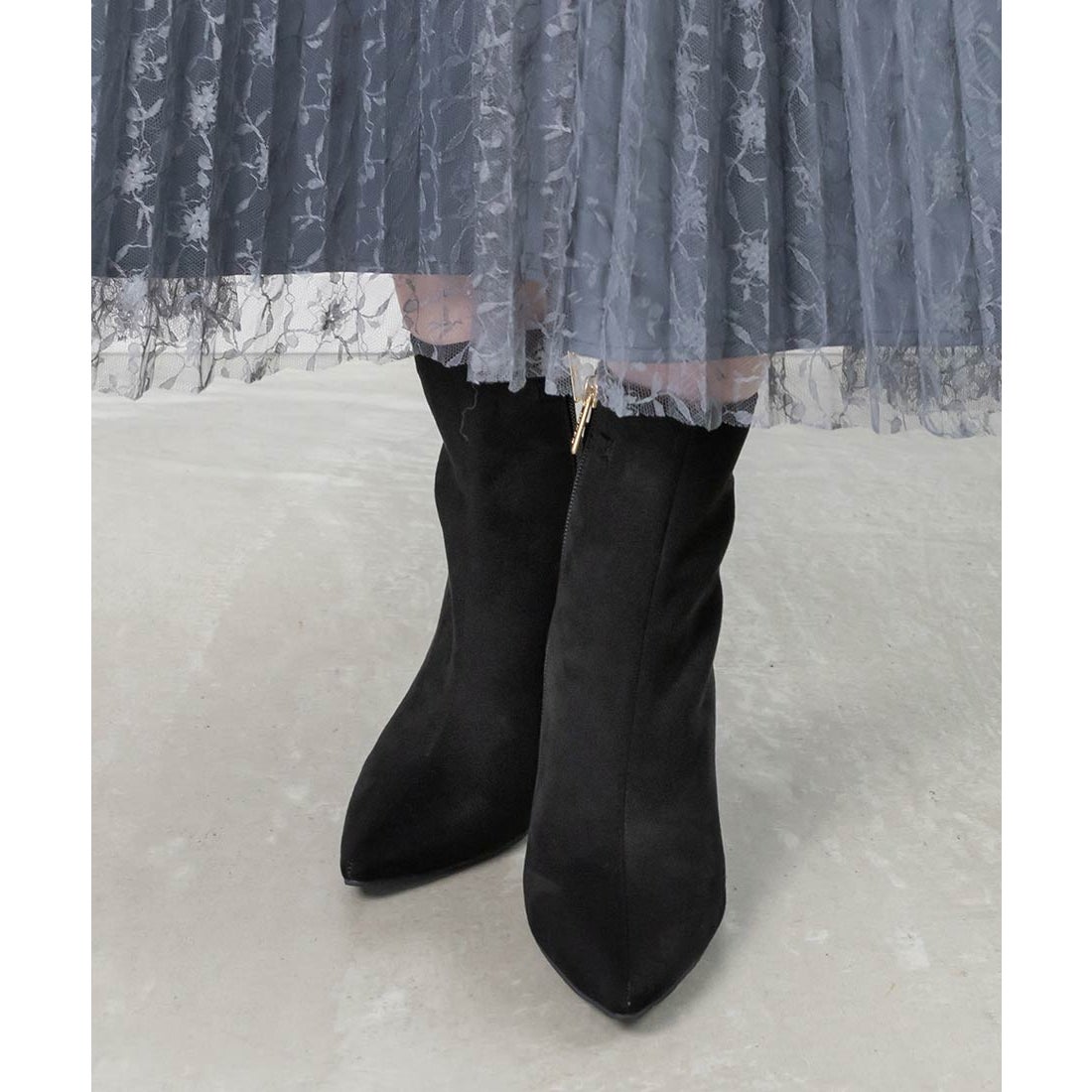 ランダ RANDA 2WAY ビジュー×リボン ショートブーツ （BLACK