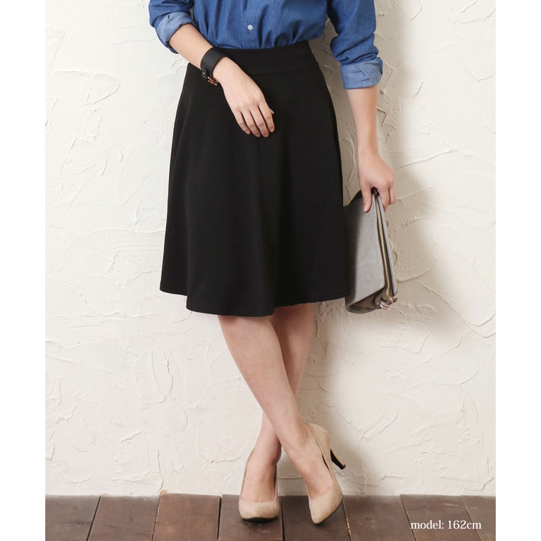 リアルスタイル REAL STYLE フレアスカート 膝丈 オフィス ウエスト