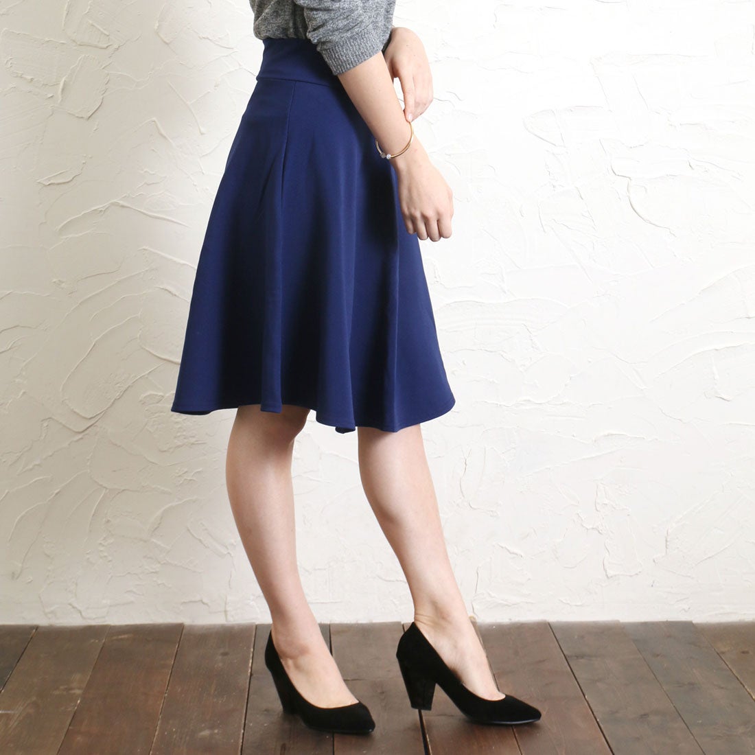 リアルスタイル REAL STYLE フレアスカート 膝丈 オフィス ウエスト