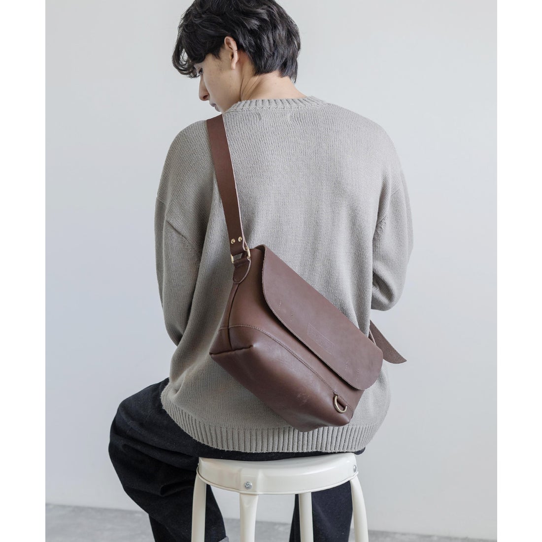 HUGO BOSS メンズ メッセンジャーバッグ レザー ブラウン used HUGO