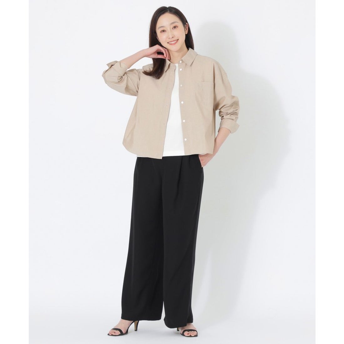 エス エッセンシャルズ S.ESSENTIALS ポリエステルツイルワイドパンツ