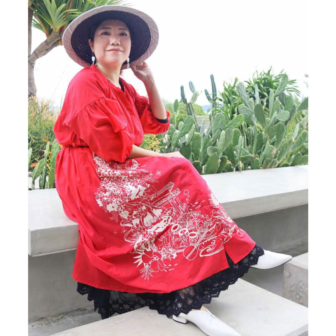 スカラー ScoLar 仲宗根泉(HY)コラボ海柄ワンピース （レッド