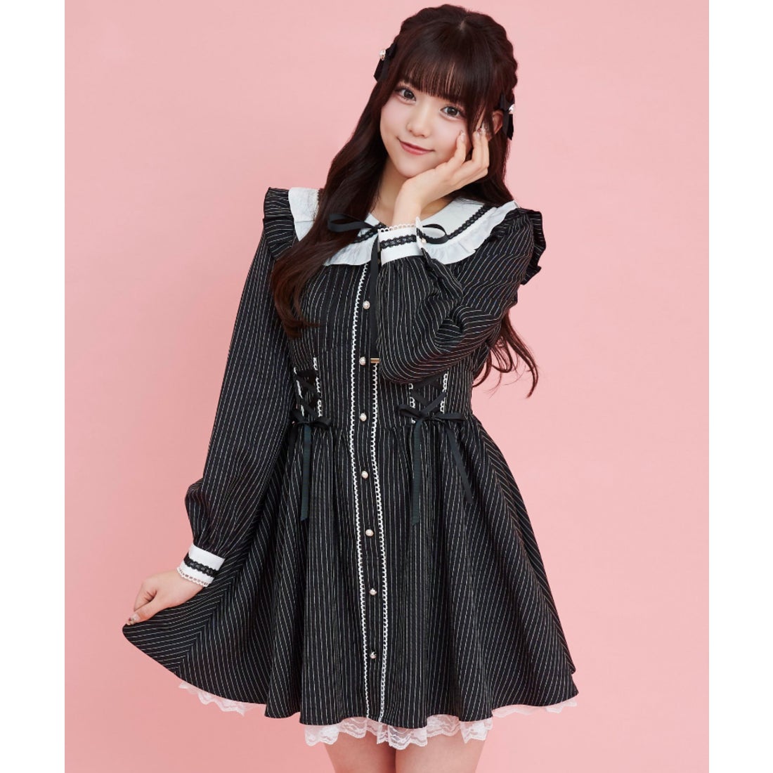 シークレットハニー Secret Honey ストライプウエストレースアップ