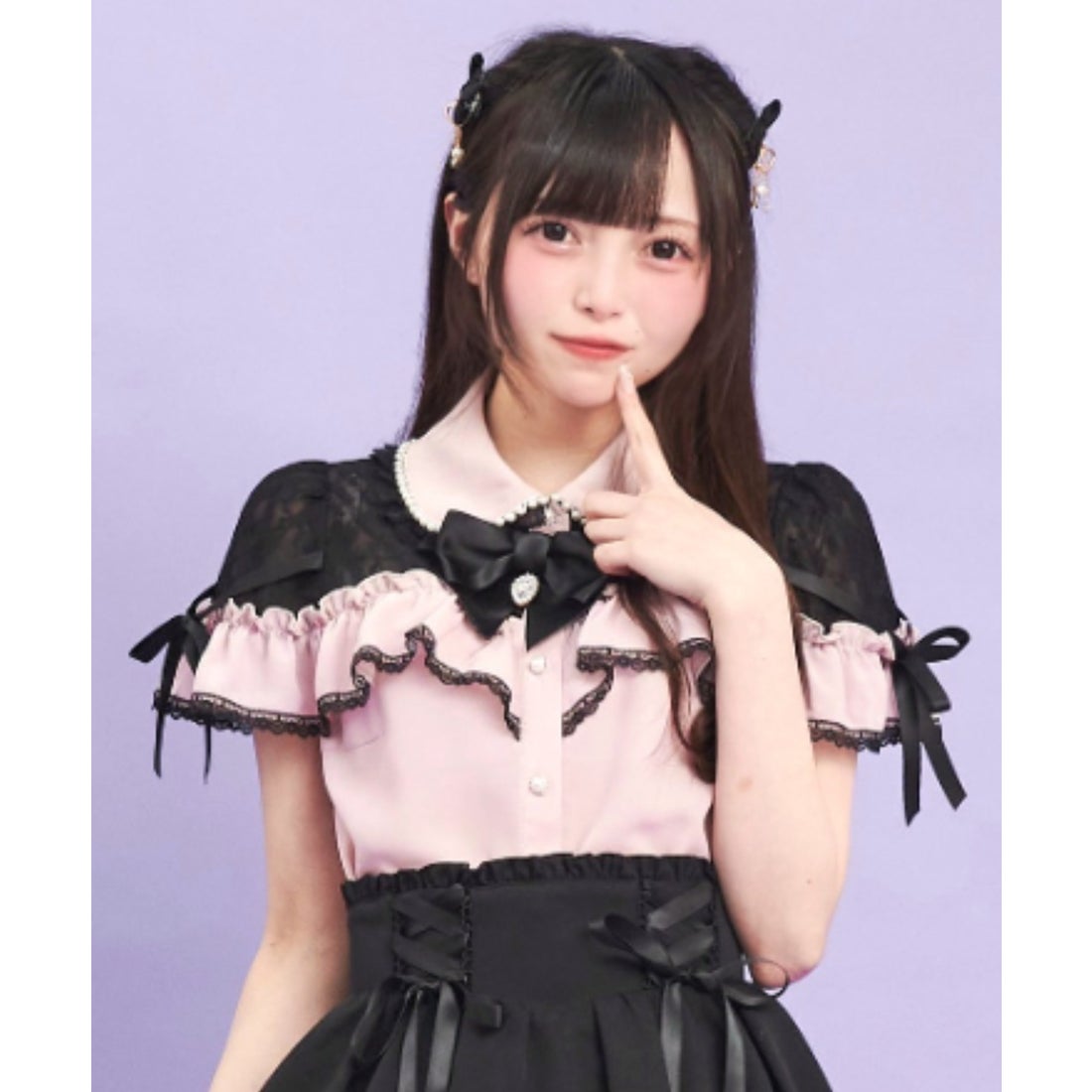 シークレットハニー Secret Honey パール襟＆ショルダーリボンブラウス