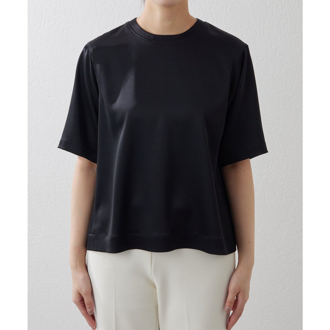 ウィムガゼット Whim Gazette サテンTEEブラウス （black