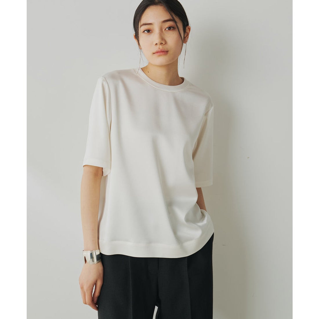 ウィムガゼット Whim Gazette サテンTEEブラウス （black