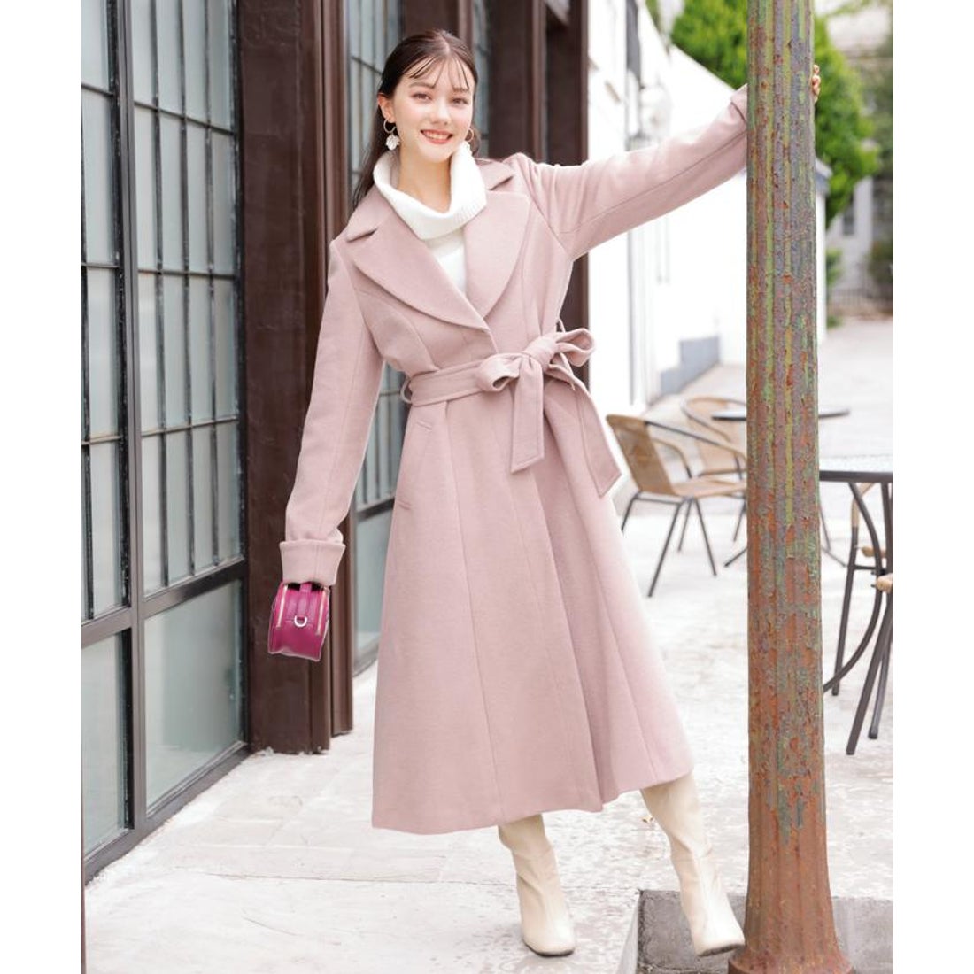 ウィルセレクション WILLSELECTION テーラードロングコート （ピンク