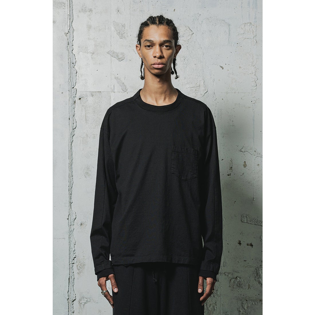 The Viridi-anne Product dyed pocket long sleeve T-shirt （BLACK