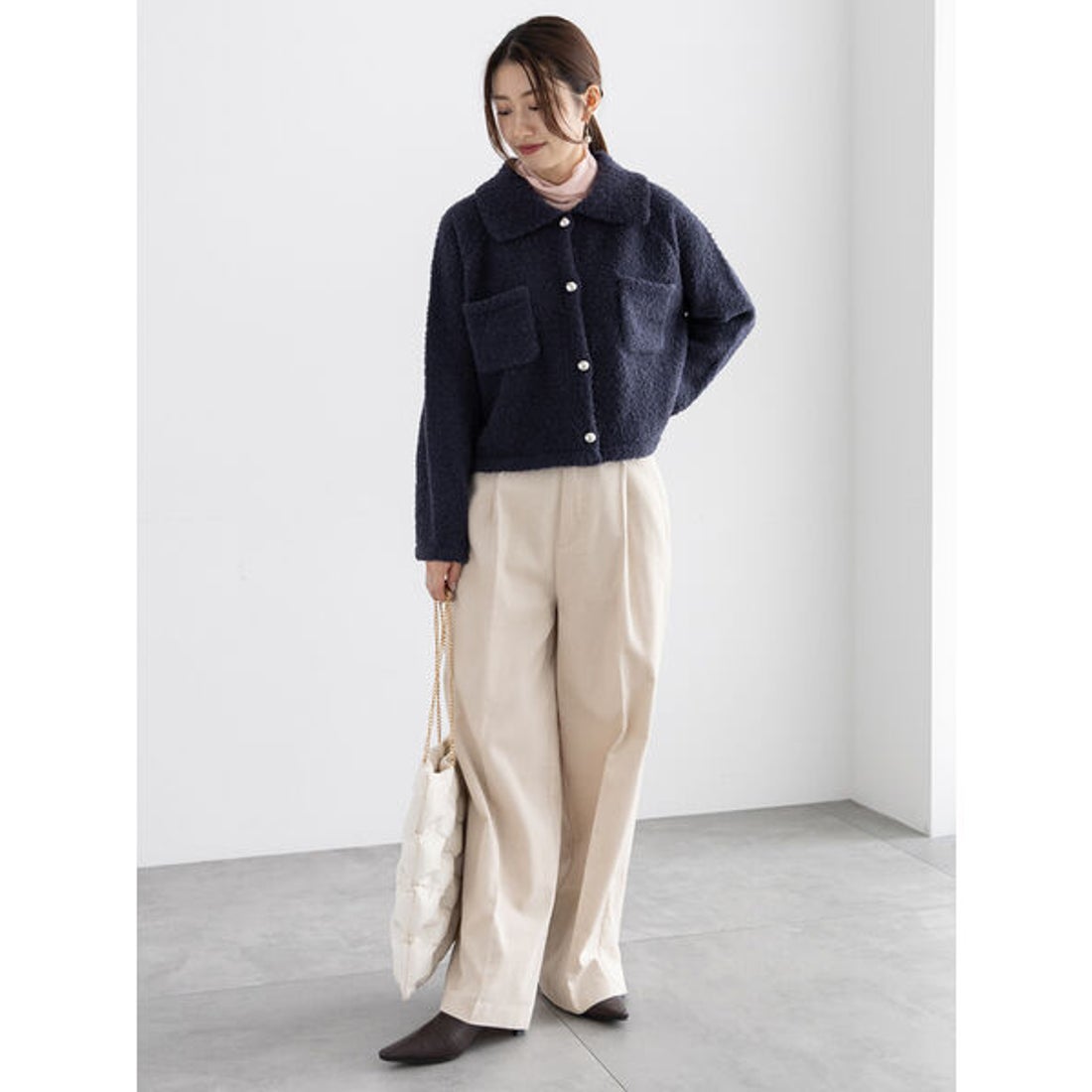 テチチ Te chichi ソフトコーデュロイワイドパンツ （ブラック