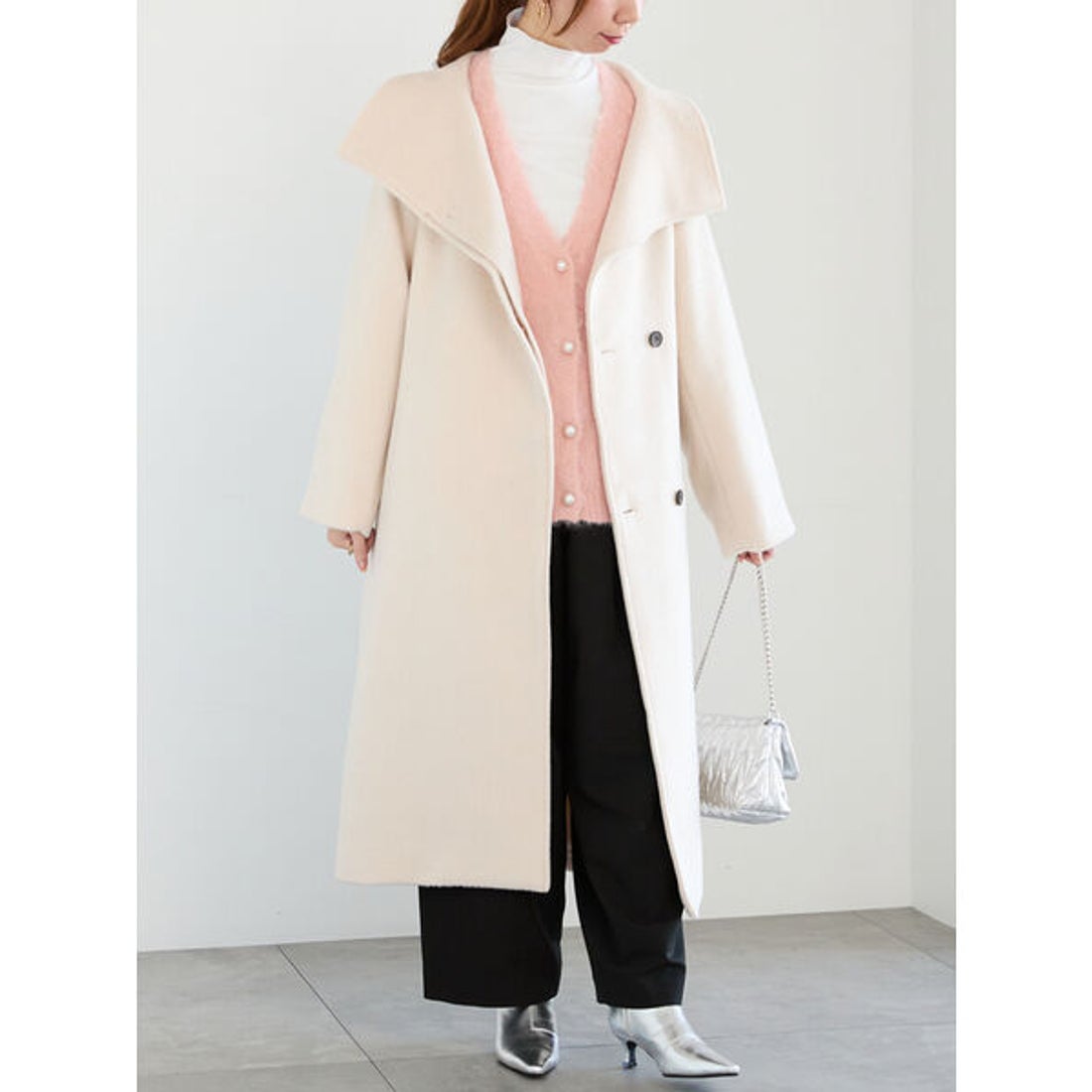 テチチ Te chichi スタンドカラーロングコート （ベージュ