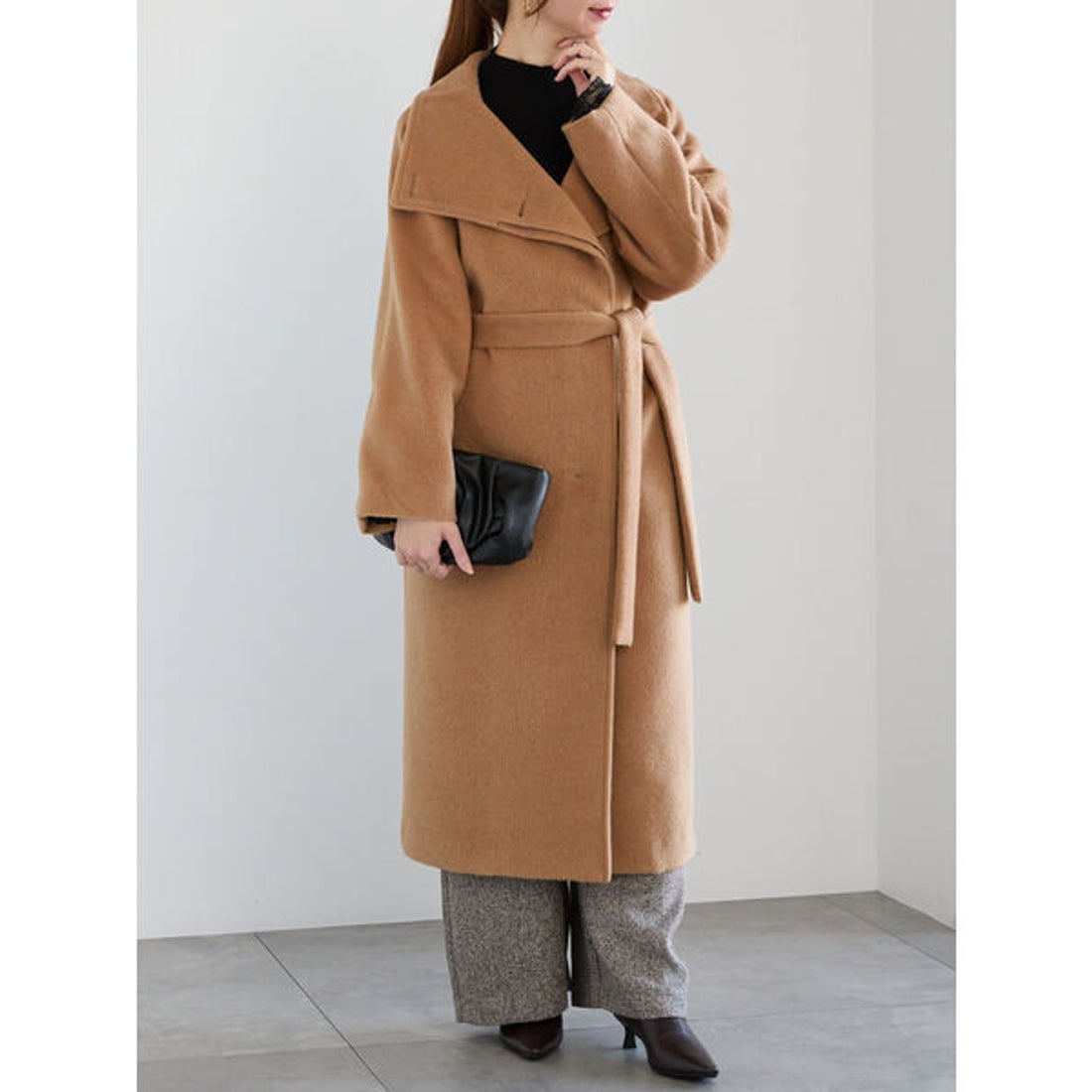 テチチ Te chichi スタンドカラーロングコート （キャメル