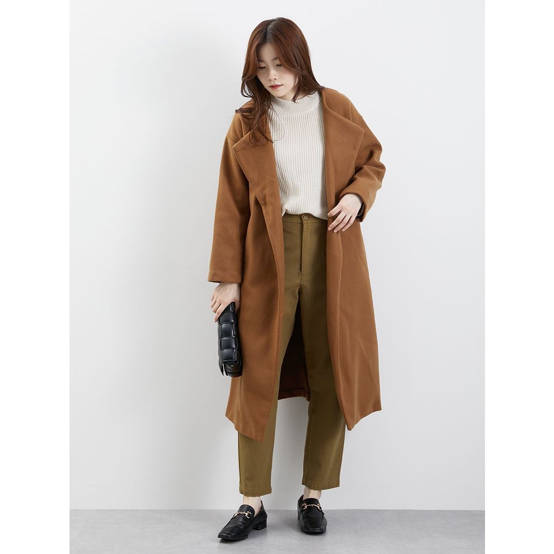 テチチ Te chichi ダブルフェイスオープンカラーコート （キャメル