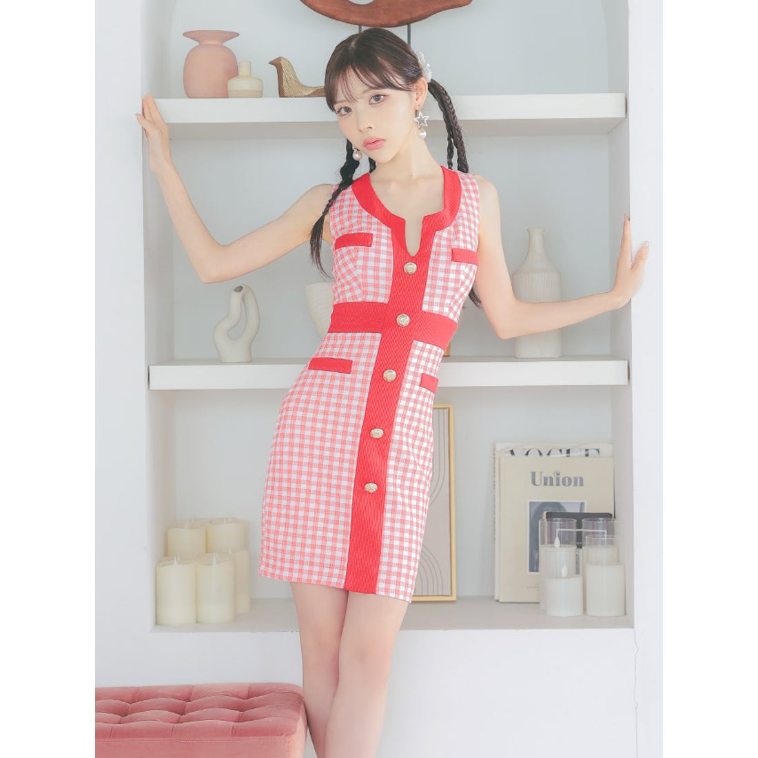 新品 テニス ノースリーブ レッドドレス MからL相当 新品 テニス