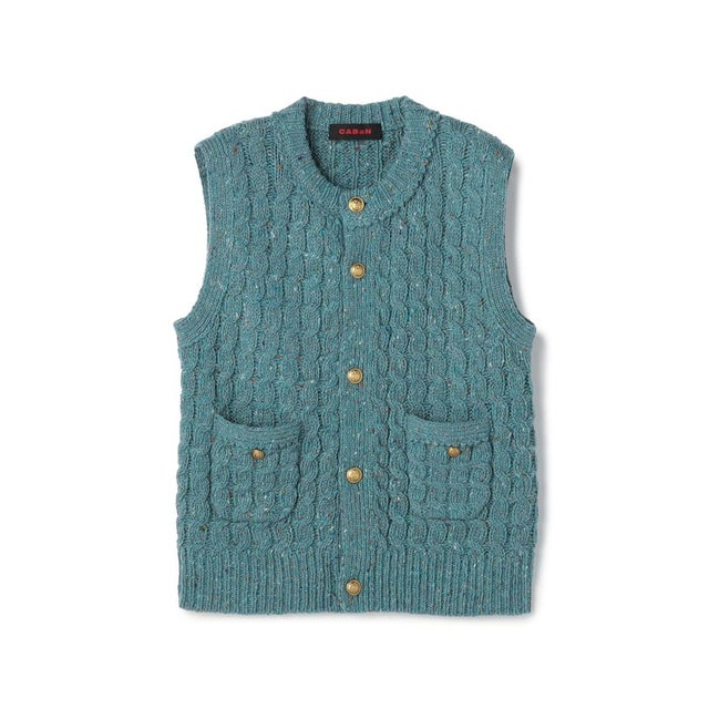 キャバン CABaN コットンカシミヤ Vネックドロップショルダーベスト