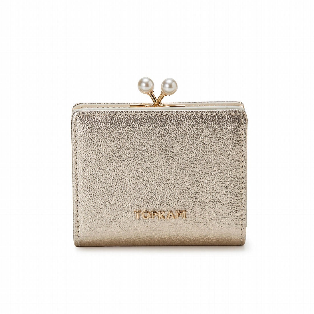 トプカピ TOPKAPI シュリンクレザー パール がま口 二つ折り 財布