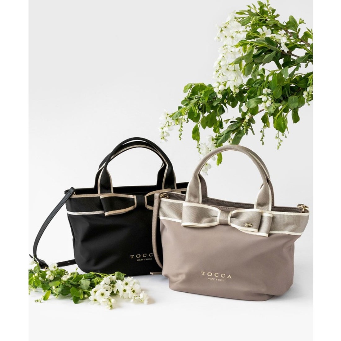 トッカ TOCCA 【撥水】BICOLOR RIBBON TOTE トートバッグ （ネイビー系
