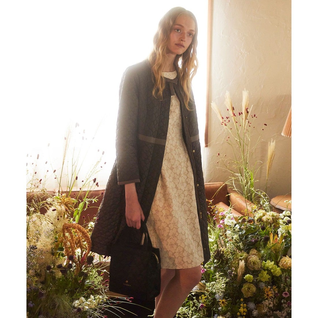 TOCCA 【洗える！】CLOVER CARPET キルト中綿ロングコート （ブラック