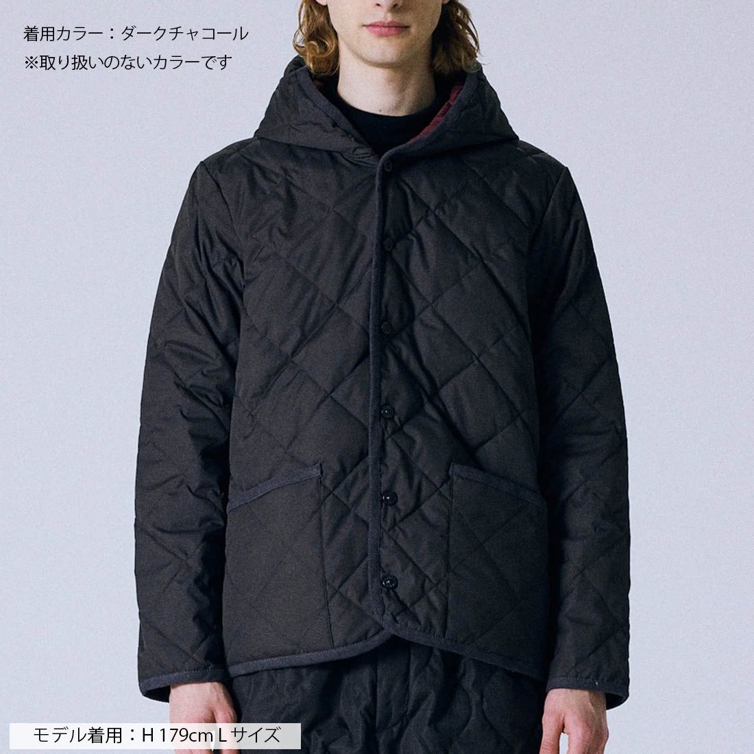 TAION＞シティ パイピングフード ダウンカーディガン （ブラック