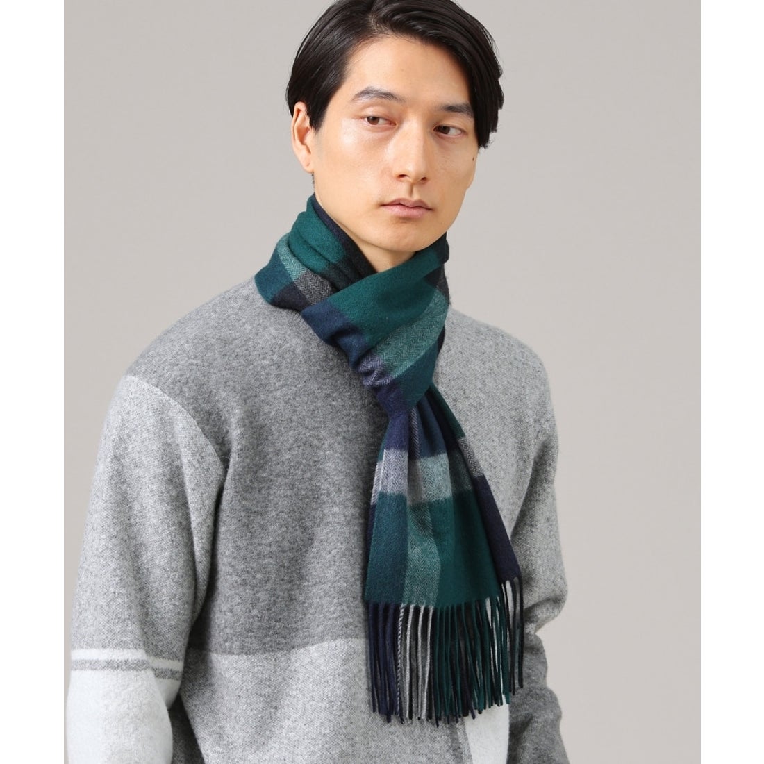 タケオキクチ TAKEO KIKUCHI 【カシミヤ100%】チェック カシミヤ