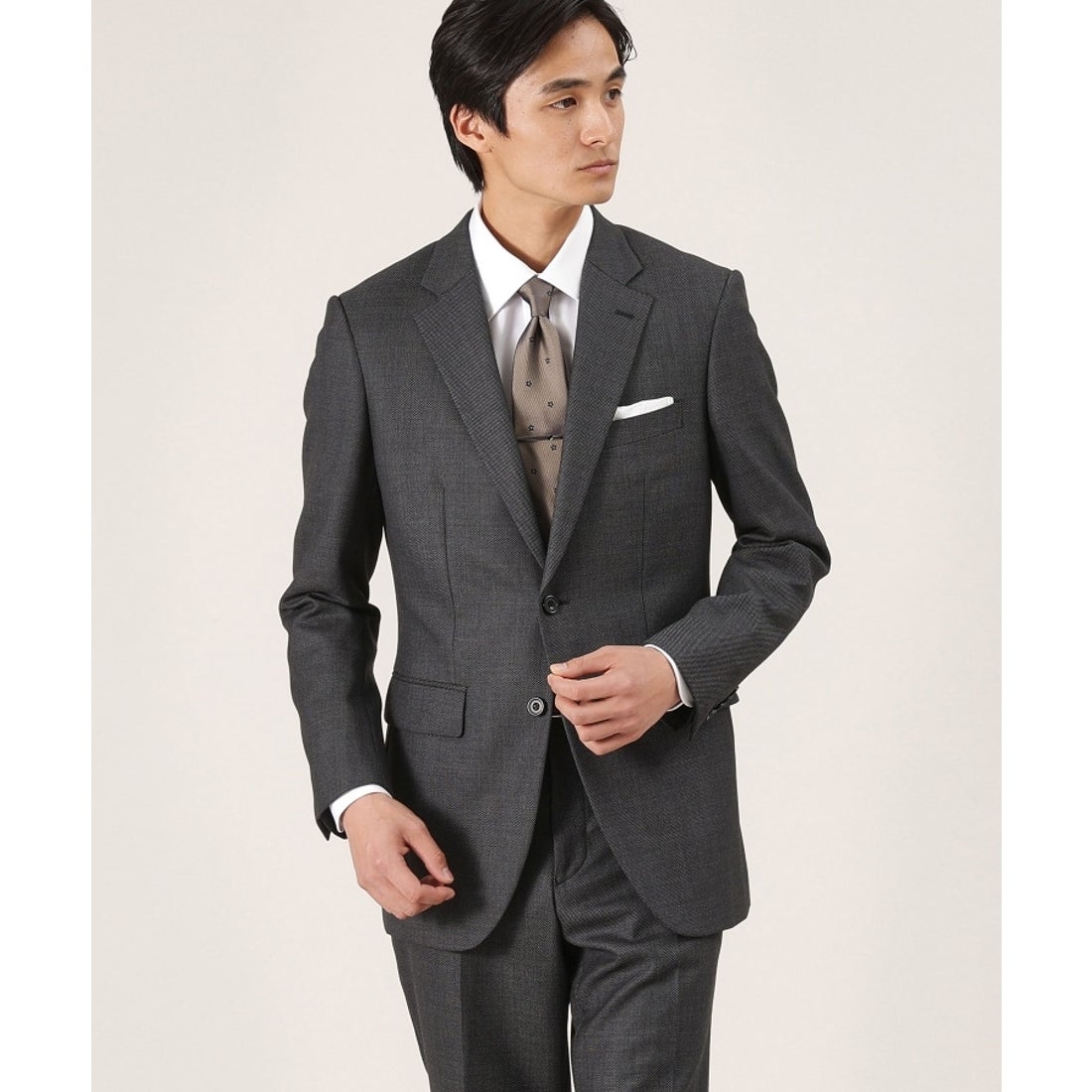 タケオキクチ TAKEO KIKUCHI バーズアイ スーツ （チャコールグレー