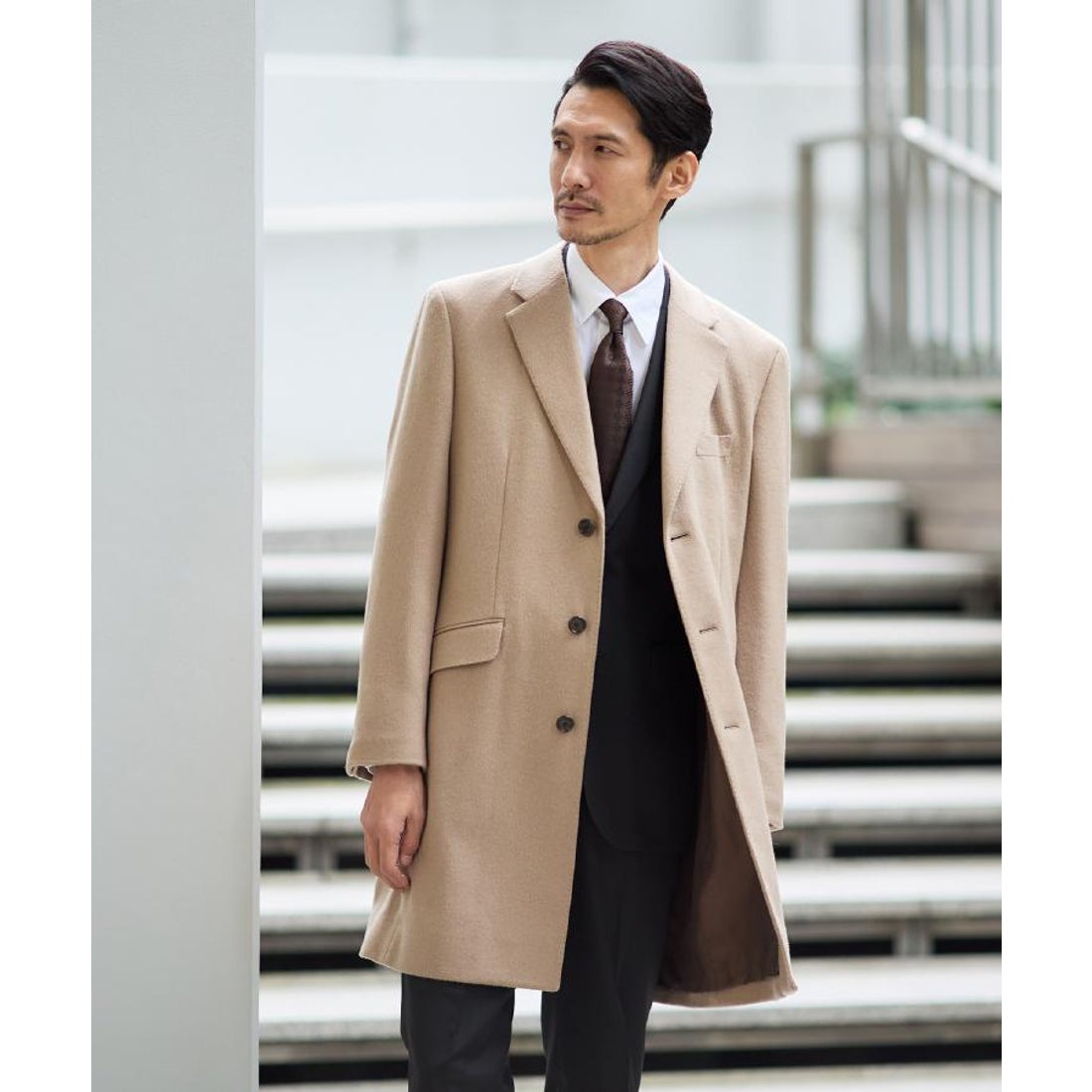 タケオキクチ TAKEO KIKUCHI カシミヤブレンド ビーバー調チェスター