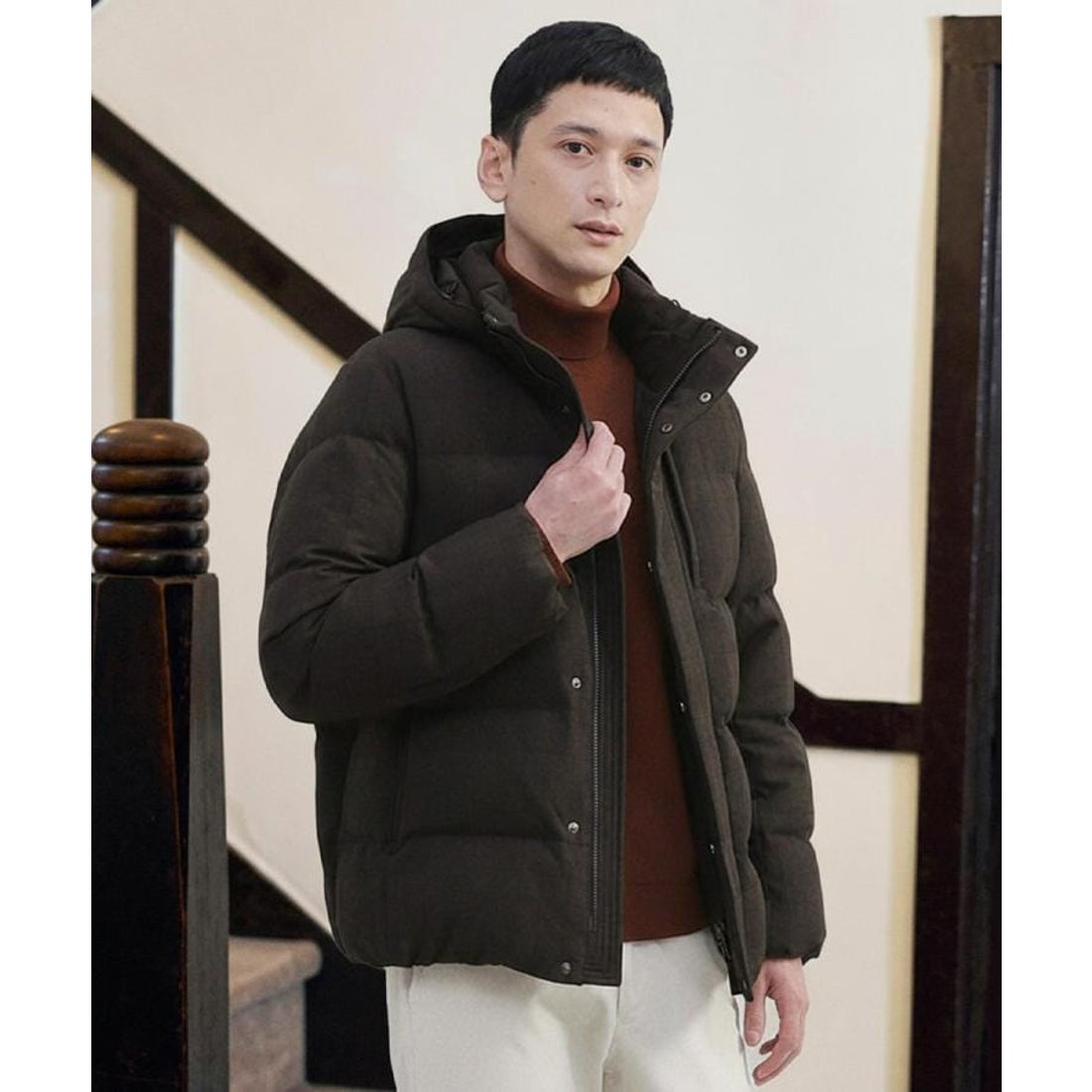 タケオキクチ TAKEO KIKUCHI ウールライク チェック ダウン ブルゾン