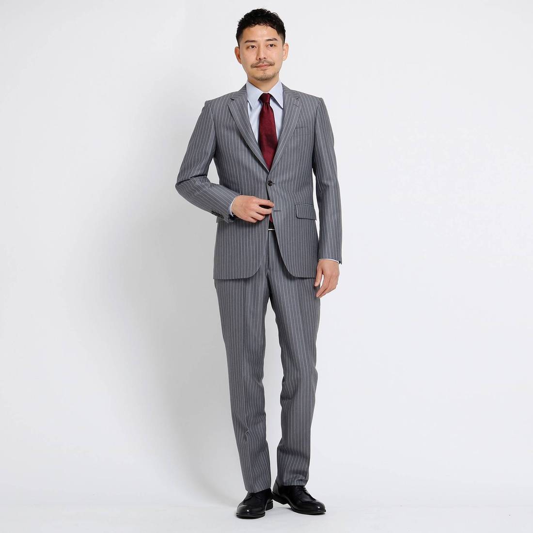 タケオキクチ TAKEO KIKUCHI バンカーストライプスーツ Fabric by