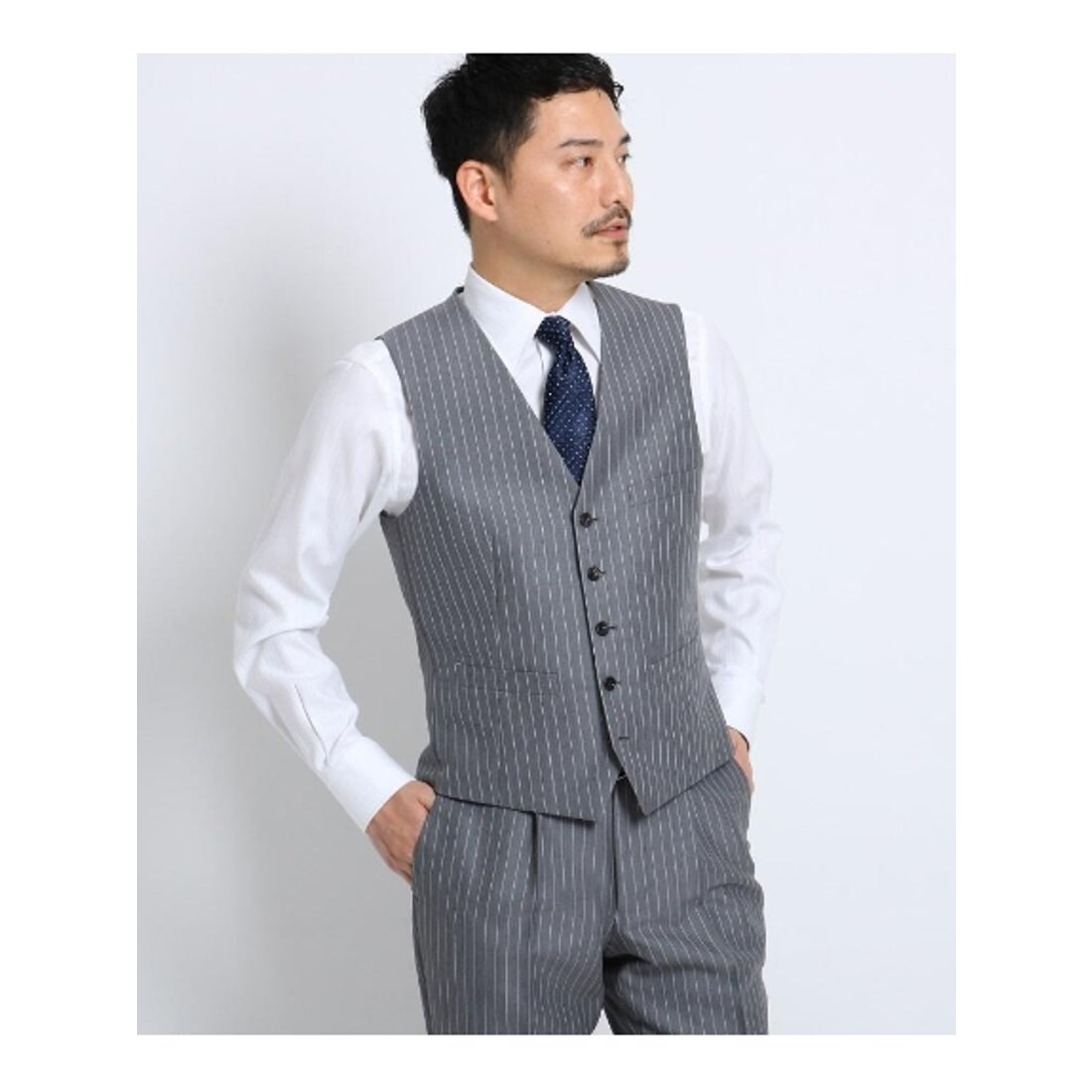 タケオキクチ TAKEO KIKUCHI バンカーストライプベスト Fabric by