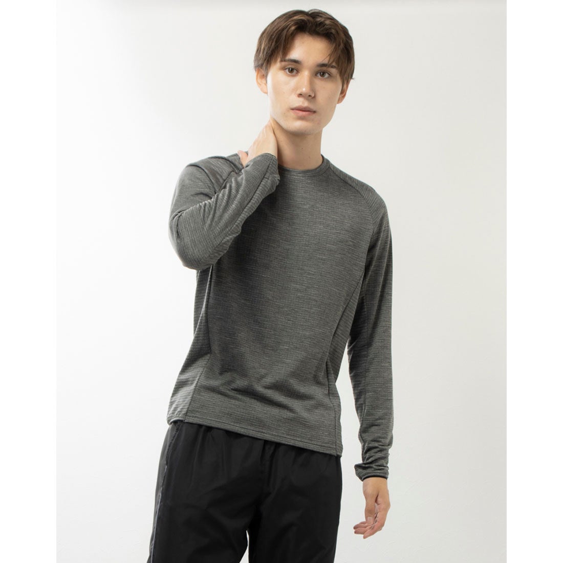 ティゴラ TIGORA メンズ 陸上/ランニング 長袖Tシャツ グリッド