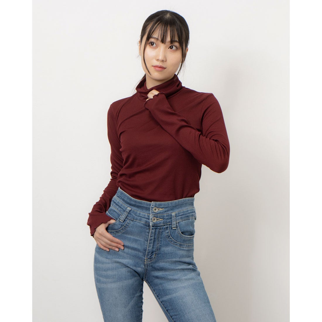 ティゴラ TIGORA レディース 長袖Tシャツ ストレッチリブ