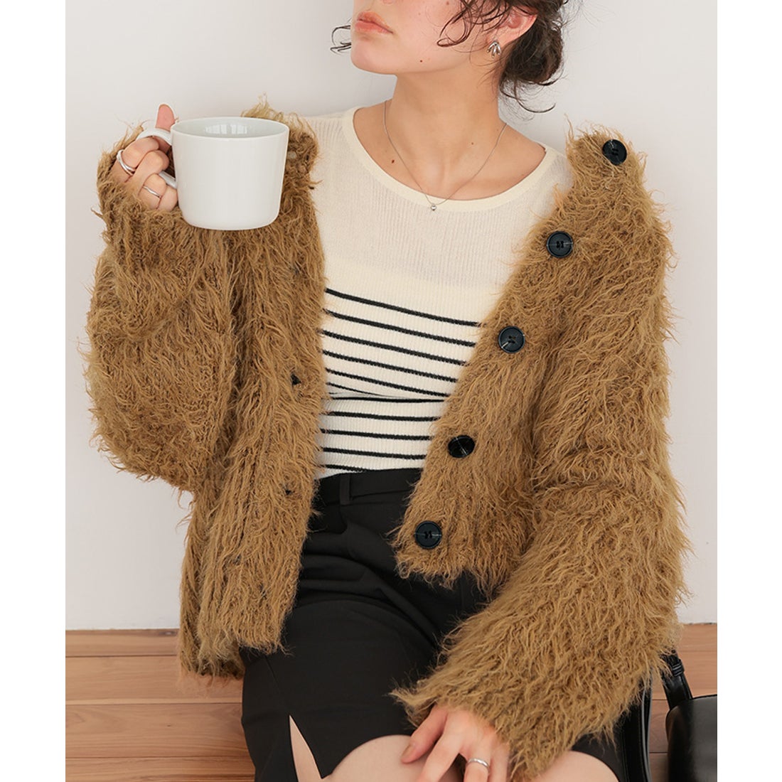 ティティベイト titivate ふわふわ毛ガキニットカーディガン