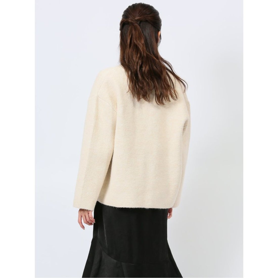 m.f.editorial ノーカラー コクーン ニットジャケット （アイボリー